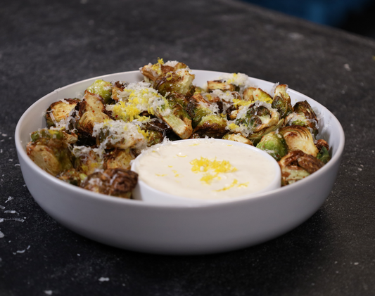 Crispy Brussels with Lemon Aioli